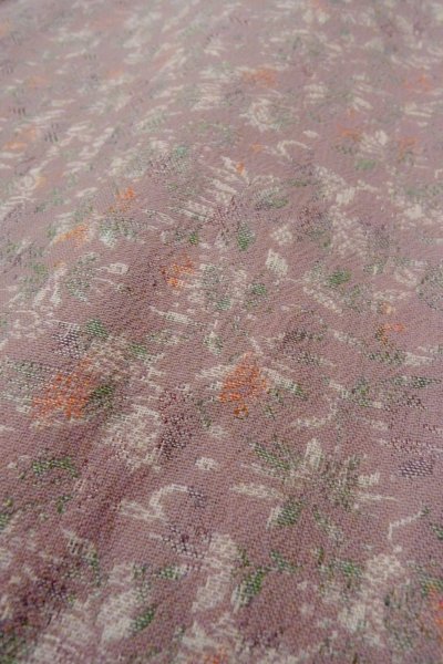 Photo8: O0805R Vintage Japanese kimono   Brown HAORI short jacket for women / Wool. Flower, There is repair part.  (Grade C) (8)