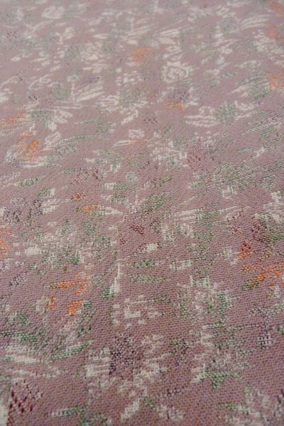 Photo9: O0805R Vintage Japanese kimono   Brown HAORI short jacket for women / Wool. Flower, There is repair part.  (Grade C) (9)