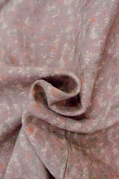 Photo11: O0805R Vintage Japanese kimono   Brown HAORI short jacket for women / Wool. Flower, There is repair part.  (Grade C) (11)