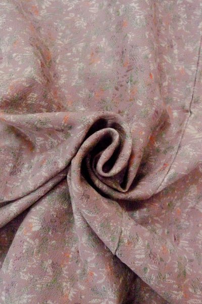 Photo12: O0805R Vintage Japanese kimono   Brown HAORI short jacket for women / Wool. Flower, There is repair part.  (Grade C) (12)