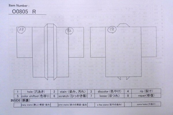 Photo13: O0805R Vintage Japanese kimono   Brown HAORI short jacket for women / Wool. Flower, There is repair part.  (Grade C) (13)