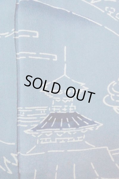 Photo7: O0805S Vintage Japanese kimono  Grayish Blue HAORI short jacket for women / Silk. MOMIJI maple leaf,   (Grade C) (7)