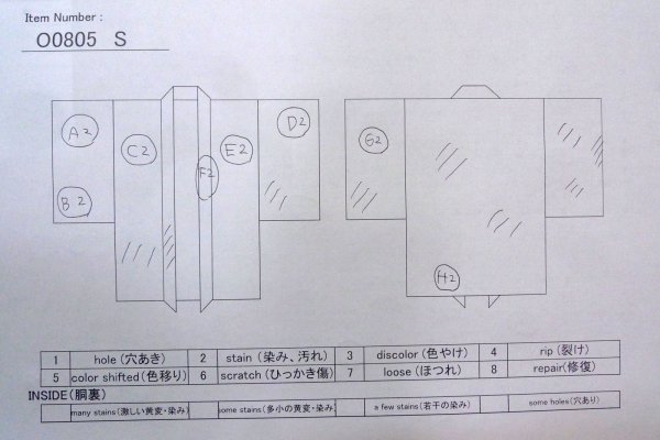 Photo13: O0805S Vintage Japanese kimono  Grayish Blue HAORI short jacket for women / Silk. MOMIJI maple leaf,   (Grade C) (13)