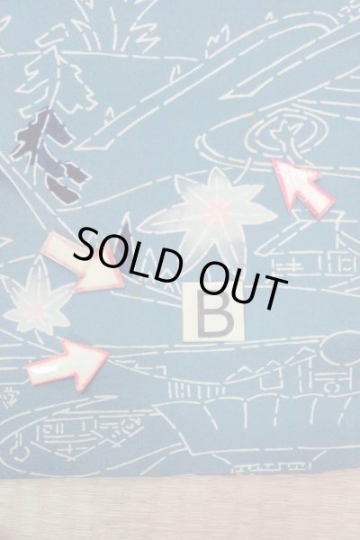 Photo15: O0805S Vintage Japanese kimono  Grayish Blue HAORI short jacket for women / Silk. MOMIJI maple leaf,   (Grade C) (15)