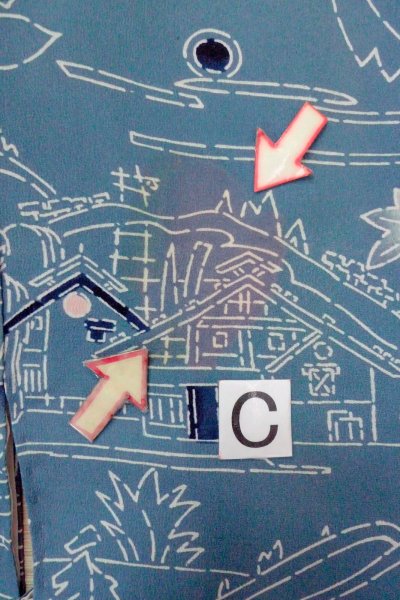 Photo16: O0805S Vintage Japanese kimono  Grayish Blue HAORI short jacket for women / Silk. MOMIJI maple leaf,   (Grade C) (16)