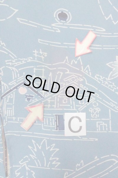 Photo16: O0805S Vintage Japanese kimono  Grayish Blue HAORI short jacket for women / Silk. MOMIJI maple leaf,   (Grade C) (16)