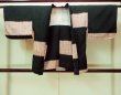 Photo1: O0805T Vintage Japanese kimono   Black HAORI short jacket for women / Silk. Plaid Checks   (Grade C) (1)