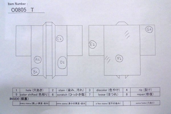 Photo13: O0805T Vintage Japanese kimono   Black HAORI short jacket for women / Silk. Plaid Checks   (Grade C) (13)