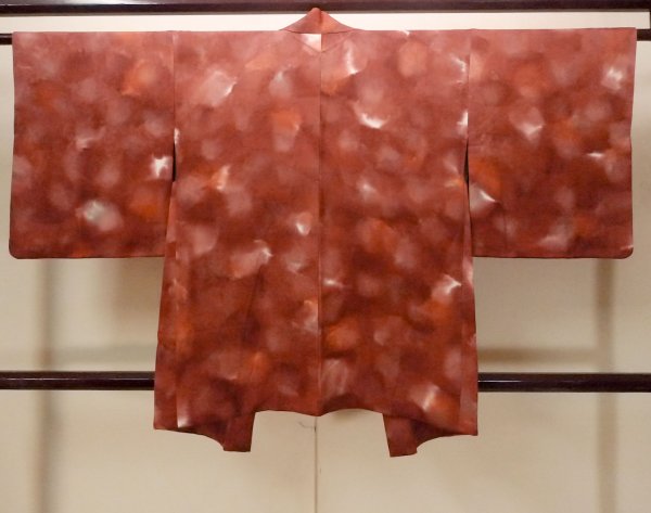 Photo2: Mint O0805U Vintage Japanese kimono  Dark Dark Red HAORI short jacket for women / Silk. Gradation   (Grade A) (2)