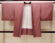 Photo1: O0805V Vintage Japanese kimono  Dark Dark Red HAORI short jacket for women / Synthetic. Geometrical pattern   (Grade B) (1)