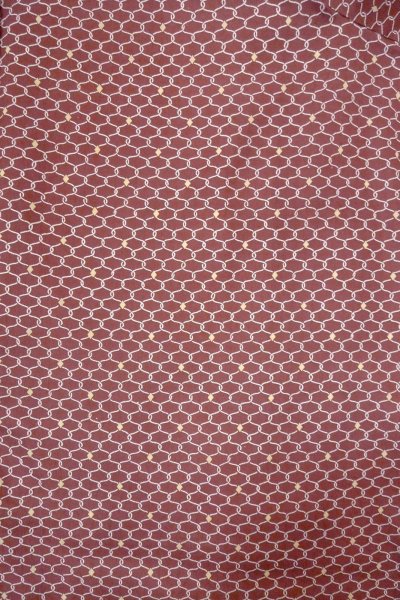 Photo3: O0805V Vintage Japanese kimono  Dark Dark Red HAORI short jacket for women / Synthetic. Geometrical pattern   (Grade B) (3)