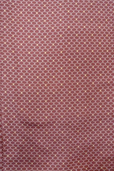 Photo4: O0805V Vintage Japanese kimono  Dark Dark Red HAORI short jacket for women / Synthetic. Geometrical pattern   (Grade B) (4)