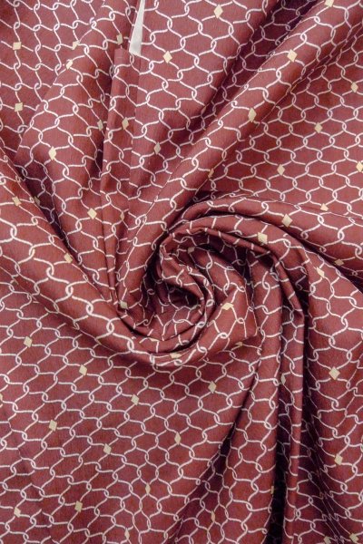 Photo11: O0805V Vintage Japanese kimono  Dark Dark Red HAORI short jacket for women / Synthetic. Geometrical pattern   (Grade B) (11)