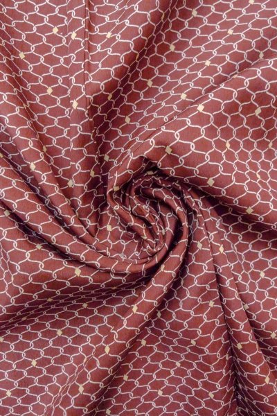 Photo12: O0805V Vintage Japanese kimono  Dark Dark Red HAORI short jacket for women / Synthetic. Geometrical pattern   (Grade B) (12)