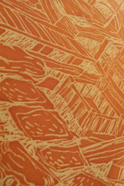 Photo8: Mint O0805W Vintage Japanese kimono  Dark Orange HAORI short jacket for women / Silk. House,   (Grade A) (8)