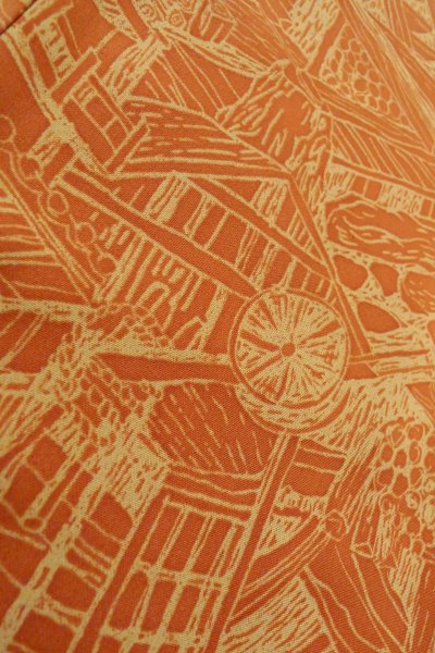 Photo9: Mint O0805W Vintage Japanese kimono  Dark Orange HAORI short jacket for women / Silk. House,   (Grade A) (9)