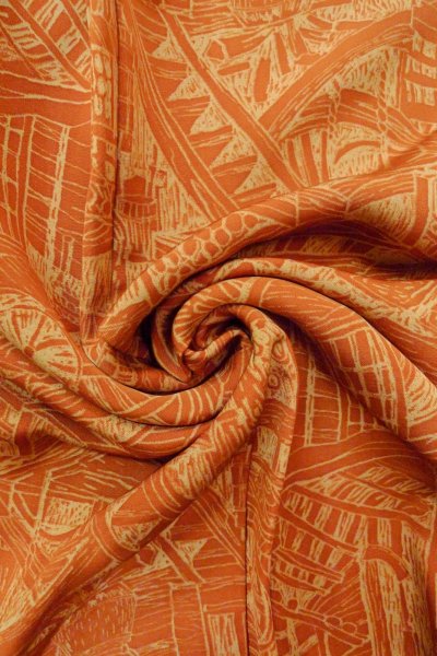 Photo11: Mint O0805W Vintage Japanese kimono  Dark Orange HAORI short jacket for women / Silk. House,   (Grade A) (11)