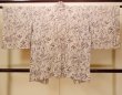 Photo2: O0805X Vintage Japanese kimono   White HAORI short jacket for women / Silk. Wood grain pattern   (Grade C) (2)