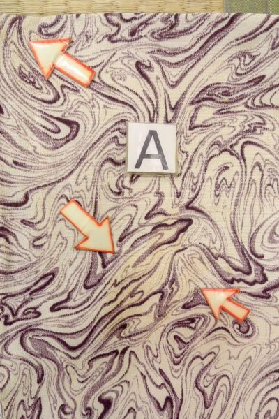 Photo14: O0805X Vintage Japanese kimono   White HAORI short jacket for women / Silk. Wood grain pattern   (Grade C) (14)