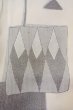 Photo5: O0805Y Vintage Japanese kimono   Gray HAORI short jacket for women / Silk. Geometrical pattern   (Grade C) (5)