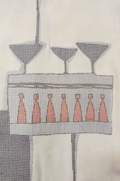 Photo6: O0805Y Vintage Japanese kimono   Gray HAORI short jacket for women / Silk. Geometrical pattern   (Grade C) (6)