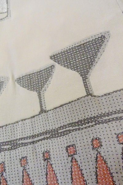 Photo10: O0805Y Vintage Japanese kimono   Gray HAORI short jacket for women / Silk. Geometrical pattern   (Grade C) (10)