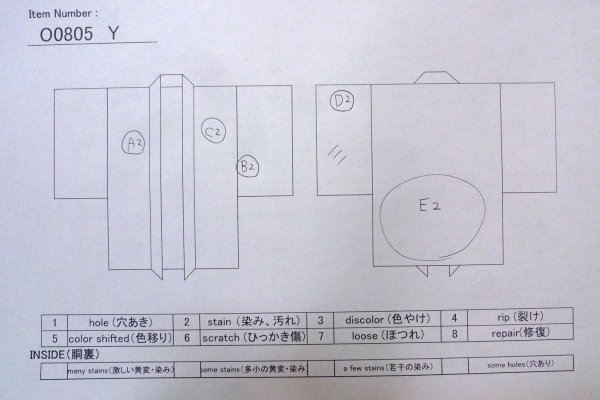 Photo13: O0805Y Vintage Japanese kimono   Gray HAORI short jacket for women / Silk. Geometrical pattern   (Grade C) (13)
