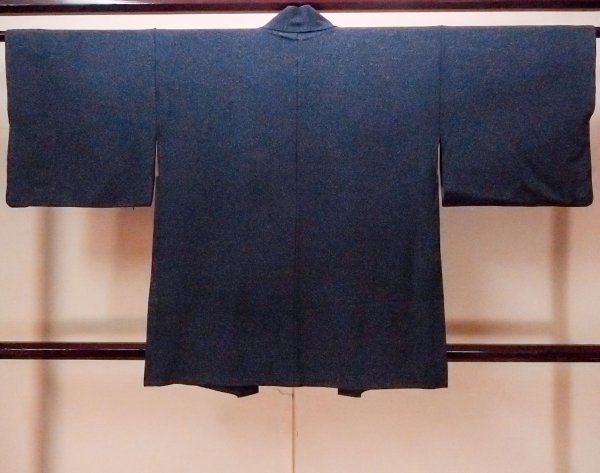 Photo2: Mint O0806A Vintage Japanese kimono  Dark Indigo Blue HAORI short jacket for women / Silk. Dot   (Grade A) (2)