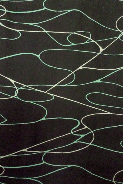 Photo4: O0806C Vintage Japanese kimono   Black HAORI short jacket for women / Silk. Stream,   (Grade B) (4)