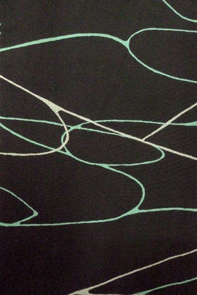 Photo5: O0806C Vintage Japanese kimono   Black HAORI short jacket for women / Silk. Stream,   (Grade B) (5)