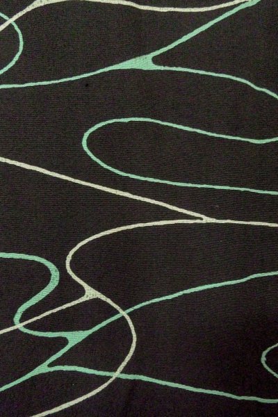 Photo7: O0806C Vintage Japanese kimono   Black HAORI short jacket for women / Silk. Stream,   (Grade B) (7)