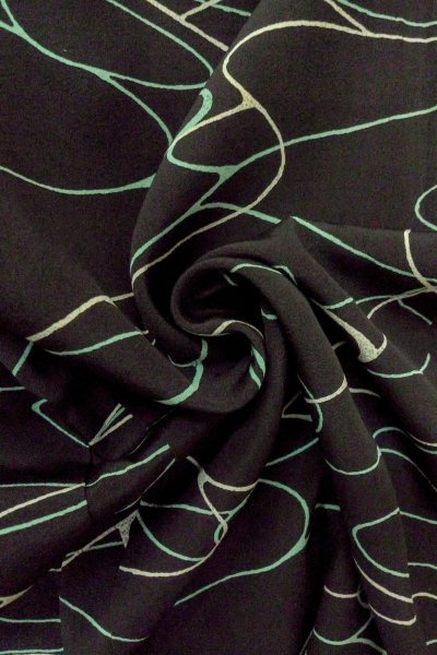 Photo11: O0806C Vintage Japanese kimono   Black HAORI short jacket for women / Silk. Stream,   (Grade B) (11)