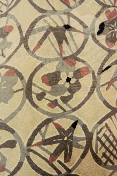 Photo7: O0806D Vintage Japanese kimono  Light Ivory HAORI short jacket for women / Silk. Flower,   (Grade C) (7)