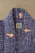 Photo15: O0826A Vintage Japanese kimono   Indigo Blue YUKATA summer(made in Japan) for men / Linen. Abstract pattern Stains/Soils all over. Discolored all over.  (Grade D) (15)