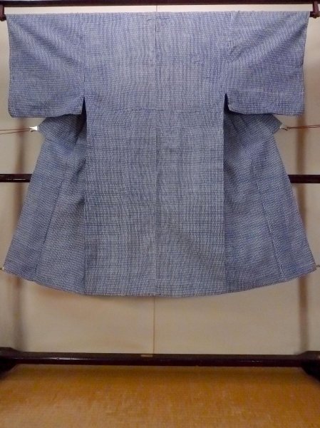 Photo1: O0826E Vintage Japanese kimono   Indigo Blue YUKATA summer(made in Japan) for men / Cotton. Abstract pattern   (Grade C) (1)