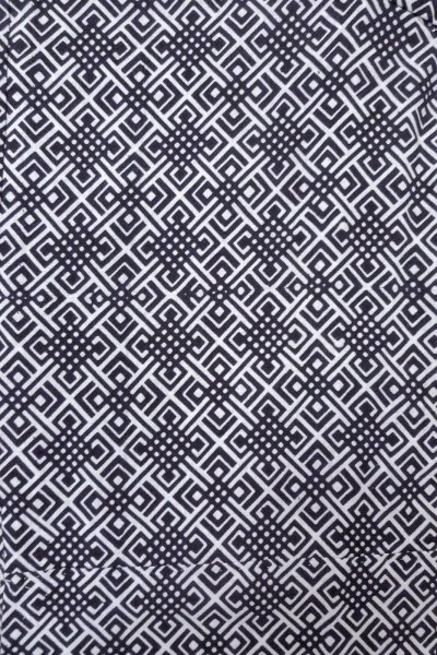 Photo3: O0826F Vintage Japanese kimono   Indigo Blue YUKATA summer(made in Japan) for women / Cotton. Geometrical pattern   (Grade B) (3)