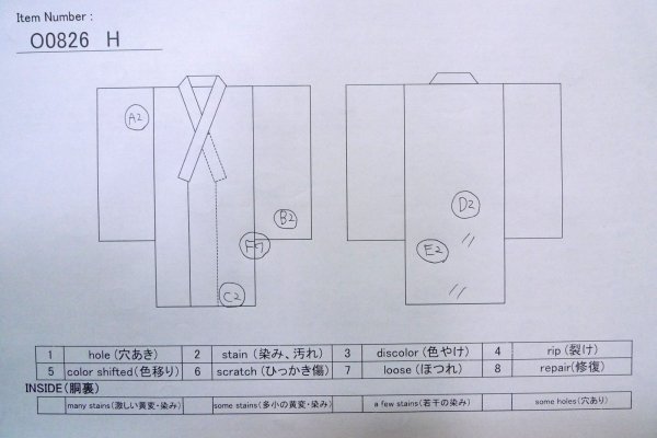 Photo13: O0826H Vintage Japanese kimono  Light Light Blue YUKATA summer(made in Japan) for women / Cotton. Japanese wisteria,   (Grade D) (13)