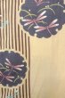 Photo4: O0826K Used Japanese kimono   Beige Pour Dyed Yukata for women / Cotton. Stripes, Dragonfly pattern  (Grade B) (4)