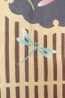 Photo6: O0826K Used Japanese kimono   Beige Pour Dyed Yukata for women / Cotton. Stripes, Dragonfly pattern  (Grade B) (6)