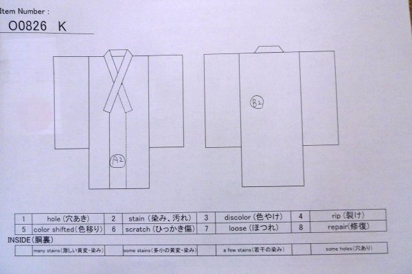 Photo13: O0826K Used Japanese kimono   Beige Pour Dyed Yukata for women / Cotton. Stripes, Dragonfly pattern  (Grade B) (13)