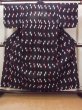 Photo1: O0826L Vintage Japanese kimono   Black Pour Dyed Yukata for women / Cotton/hemp Parallel Cross   (Grade C) (1)
