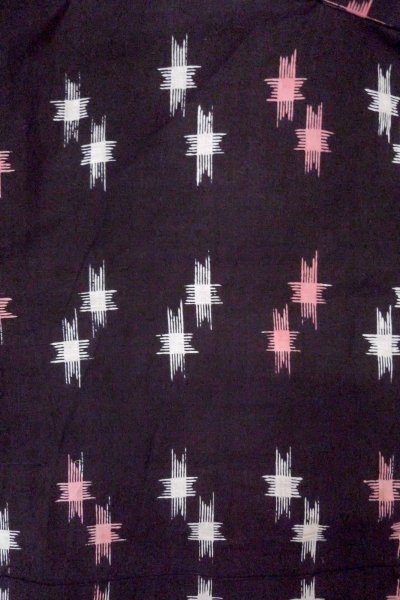 Photo3: O0826L Vintage Japanese kimono   Black Pour Dyed Yukata for women / Cotton/hemp Parallel Cross   (Grade C) (3)