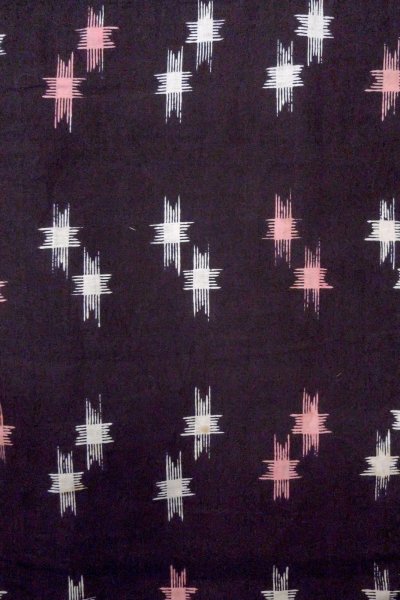 Photo4: O0826L Vintage Japanese kimono   Black Pour Dyed Yukata for women / Cotton/hemp Parallel Cross   (Grade C) (4)