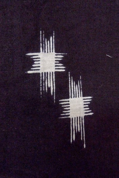 Photo6: O0826L Vintage Japanese kimono   Black Pour Dyed Yukata for women / Cotton/hemp Parallel Cross   (Grade C) (6)