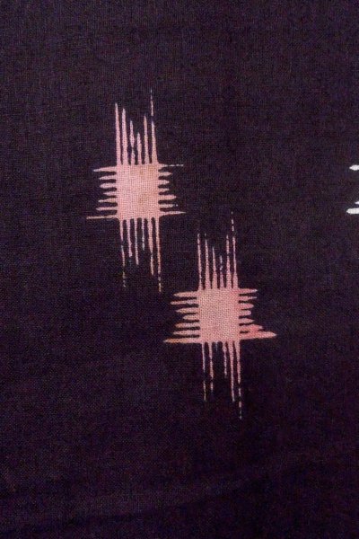 Photo7: O0826L Vintage Japanese kimono   Black Pour Dyed Yukata for women / Cotton/hemp Parallel Cross   (Grade C) (7)