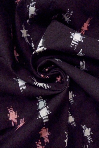 Photo12: O0826L Vintage Japanese kimono   Black Pour Dyed Yukata for women / Cotton/hemp Parallel Cross   (Grade C) (12)