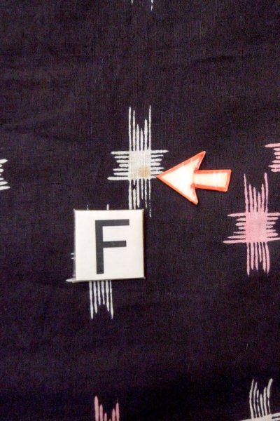 Photo19: O0826L Vintage Japanese kimono   Black Pour Dyed Yukata for women / Cotton/hemp Parallel Cross   (Grade C) (19)