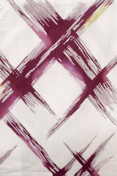 Photo4: O0826M Vintage Japanese kimono   White Pour Dyed Yukata for women / Cotton. Geometrical pattern   (Grade C) (4)
