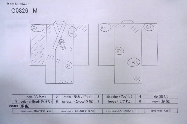 Photo13: O0826M Vintage Japanese kimono   White Pour Dyed Yukata for women / Cotton. Geometrical pattern   (Grade C) (13)