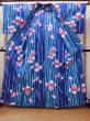 Photo2: O0826O Vintage Japanese kimono   Blue YUKATA summer(made in Other than Japan) for women / Cotton. Iris,   (Grade B) (2)